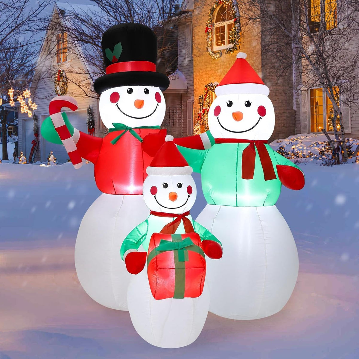 6FT Inflatable Snowman Family Christmas Decoration Waterproof Yard Decor
