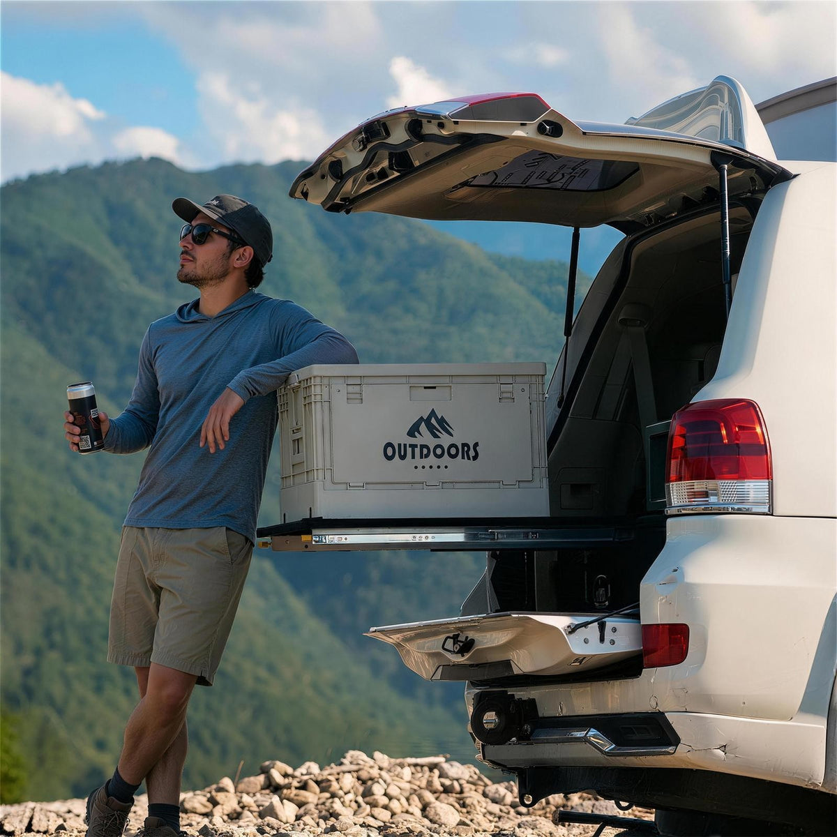 All-in-One Camping Kitchen Storage and Prep Table - Portable Folding Design