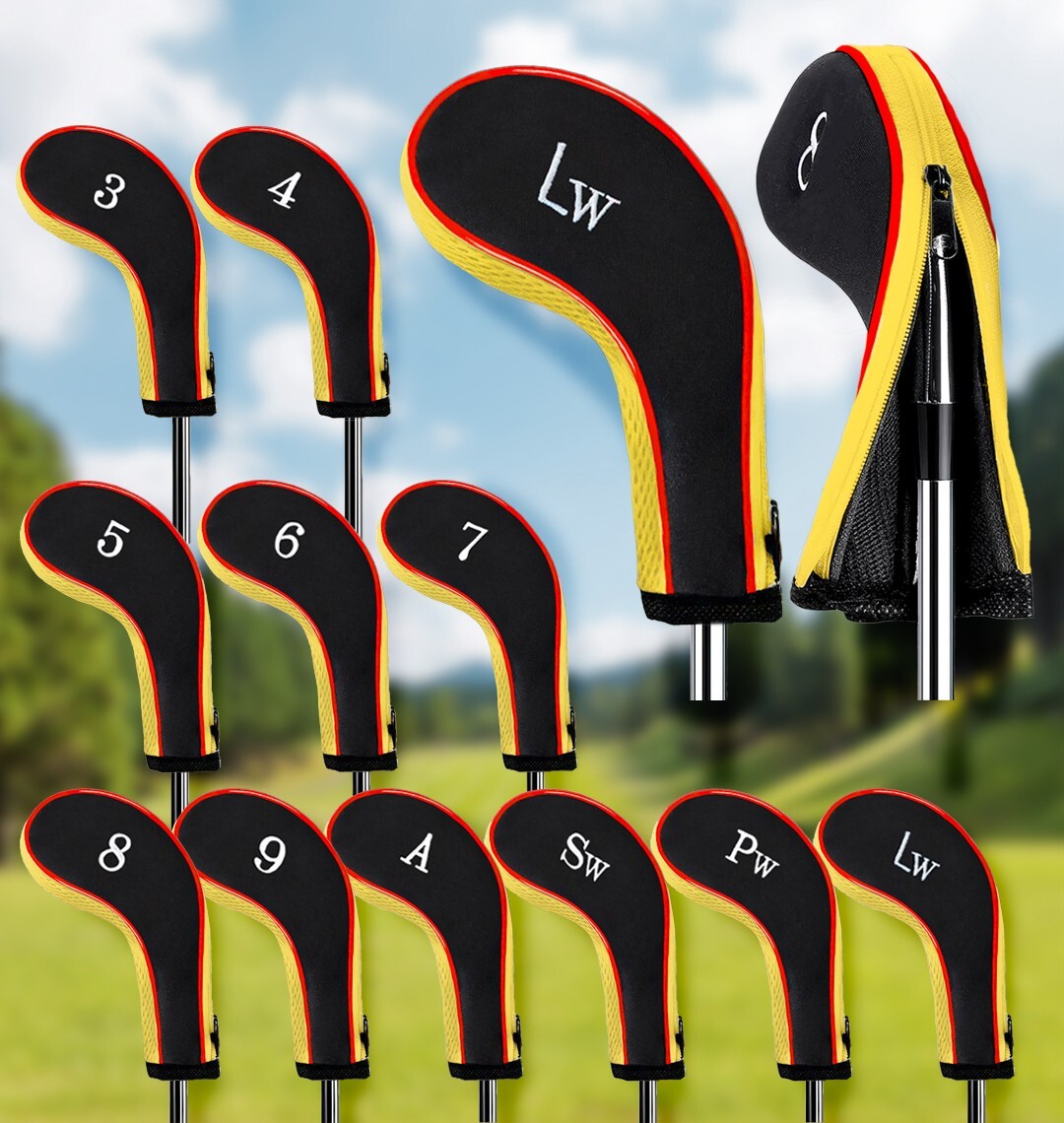 Golf Iron Headcovers Set 11pcs Zippered Protect Clubs Left & Right Hand