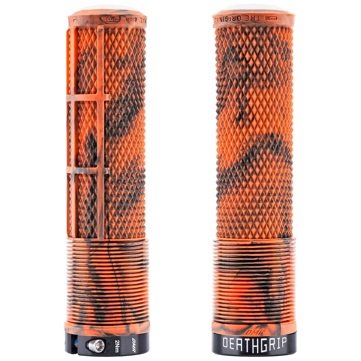 Bike Handlebar Grips Flangeless Deathgrip2 Thin Orange Marble