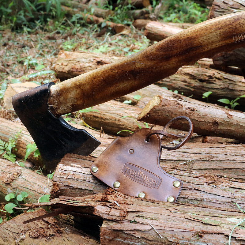 Leather Axe Sheath Cover for Hunting & Camping - Brown