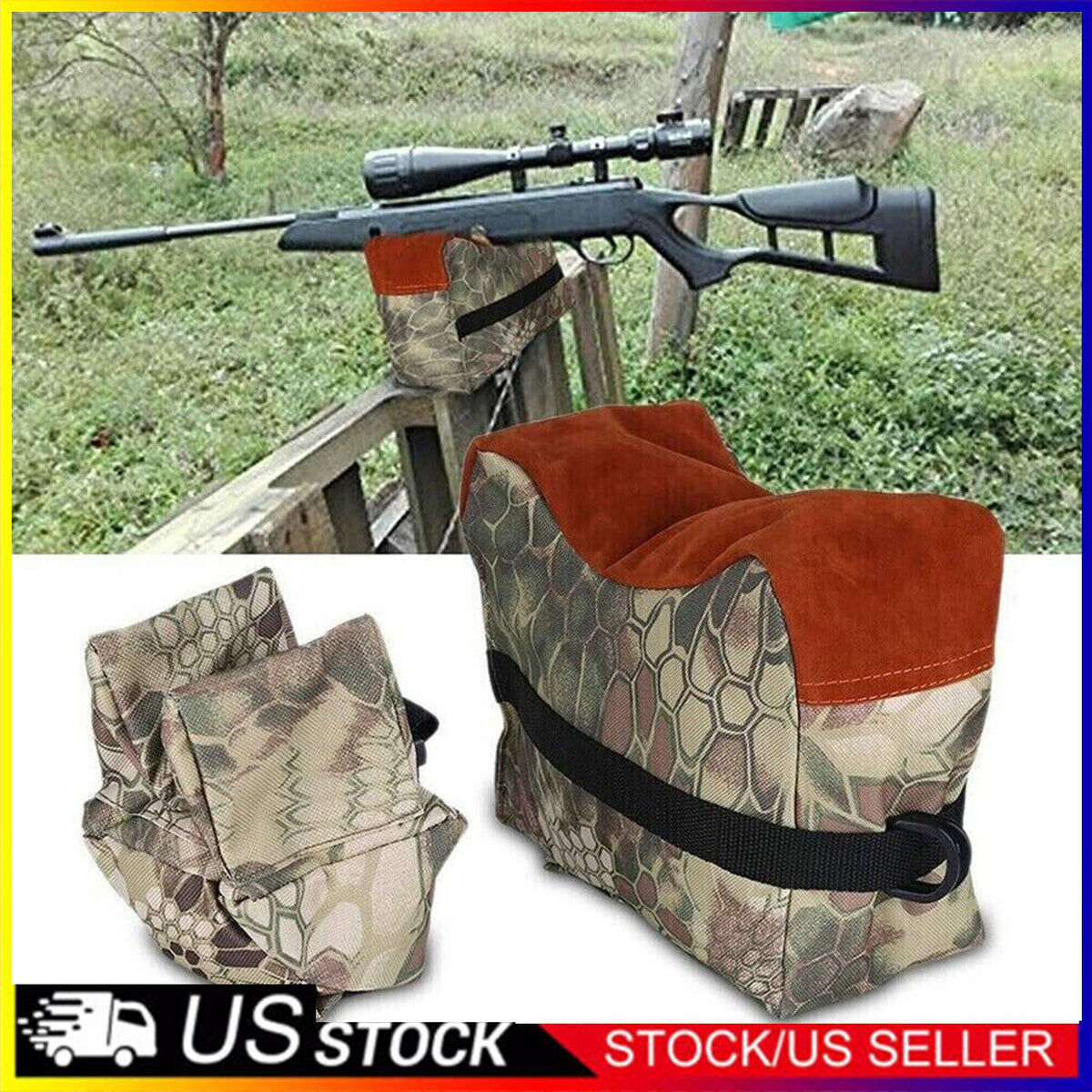 Shooting Range Sand Bag Set for Rifle and Gun Bench Rest - Hunting Accessory