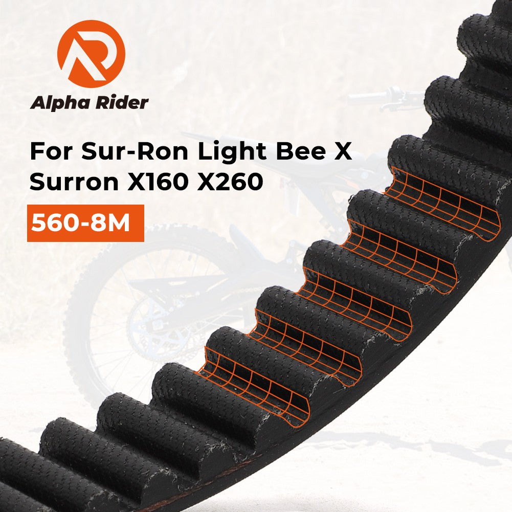 Heavy Duty Drive Belt for Sur Ron Off-Road Electric Bikes - Rubber, Black