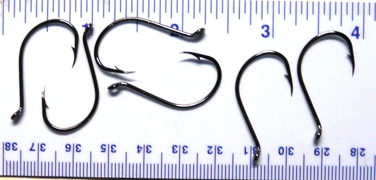 High-Quantity Fish Hooks - Octopus Style, Black Chrome, Sizes 8-1/0