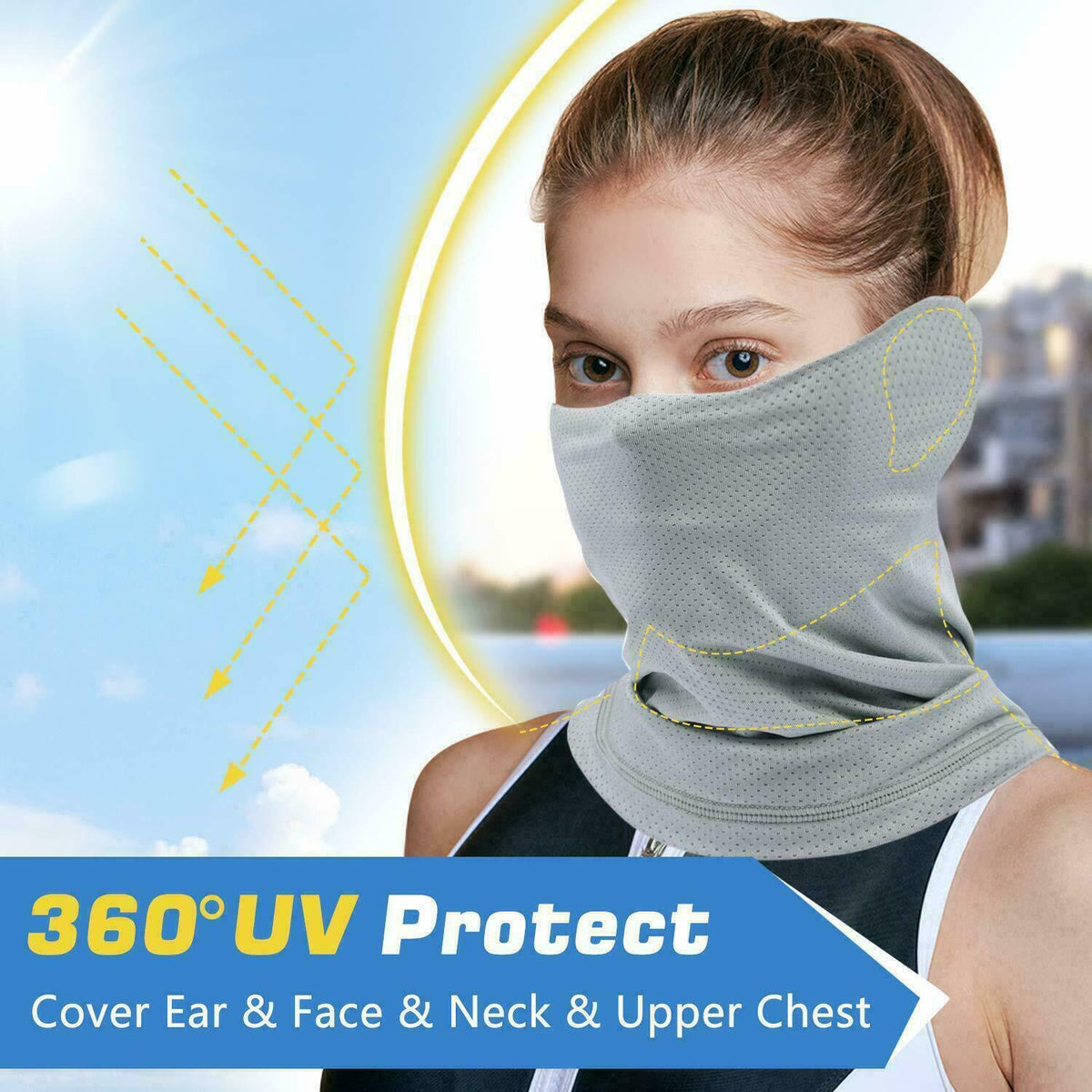 Black Multi-Use Tube Scarf Bandana Face Mask for Outdoor Activities