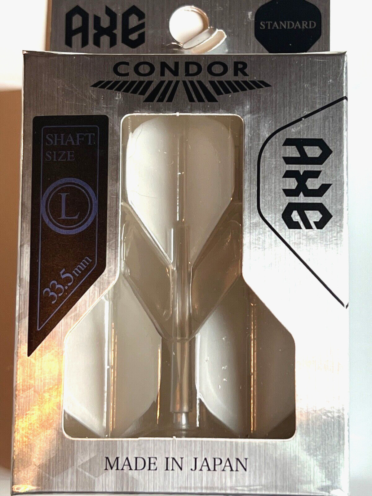 Condor Axe Metallic Silver Pearl Flight Long 33.5mm - Standard Shape