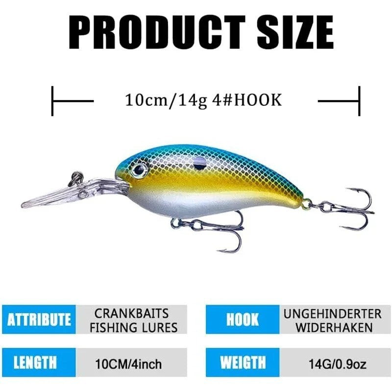 15Pcs Fishing Lure Set Crankbaits Hooks Minnow Baits for Bass & Freshwater