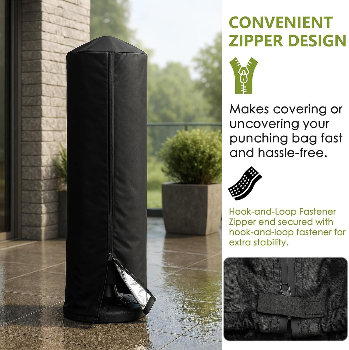 Waterproof Freestanding Punching Bag Cover with Storage - 28x70 Inches
