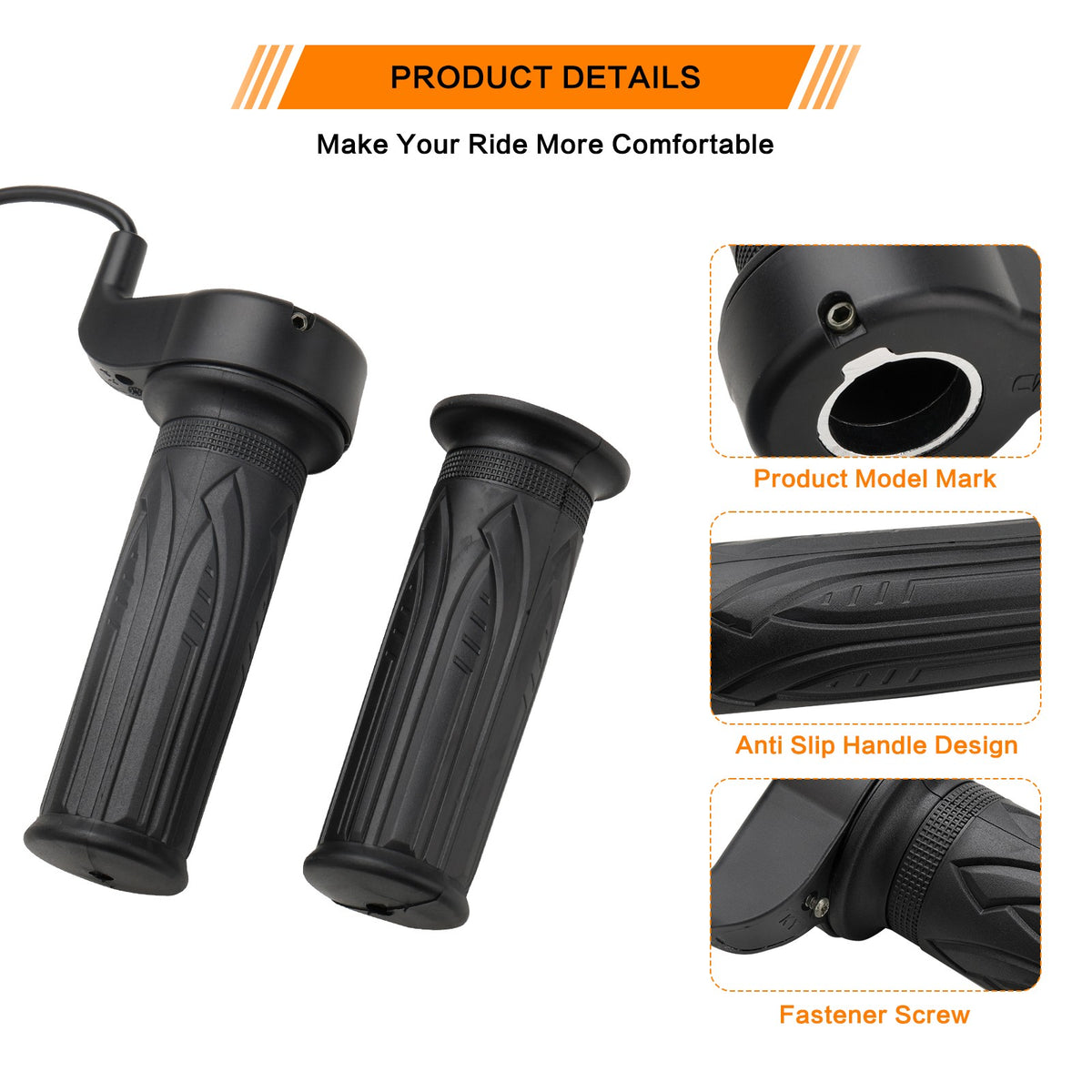 Universal 12V-72V Electric Bicycle Scooter Throttle Grip for Handlebar