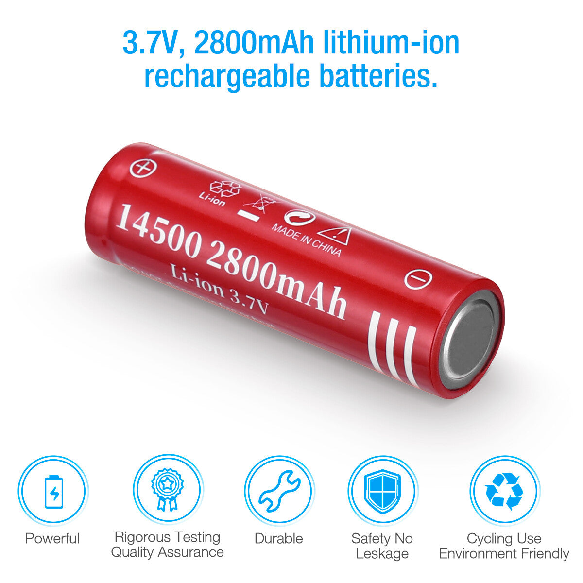 Rechargeable Lithium Battery Set 3.7V 2800mAh for Flashlights & Devices