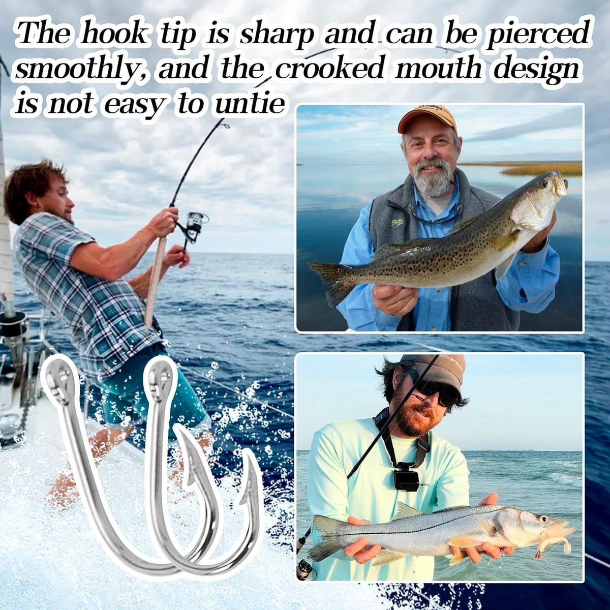 500pcs Fishing Hooks Set in 10 Sizes - Carbon Steel Sharpened Hooks with Storage Box