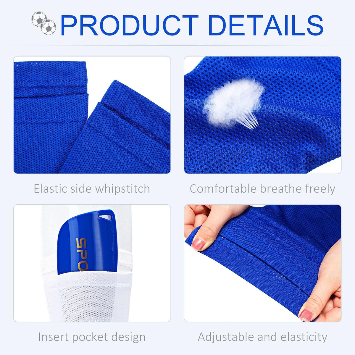 Kids Soccer Shin Guard Sleeves with Pockets, 3 Pairs Breathable Sport Protectors