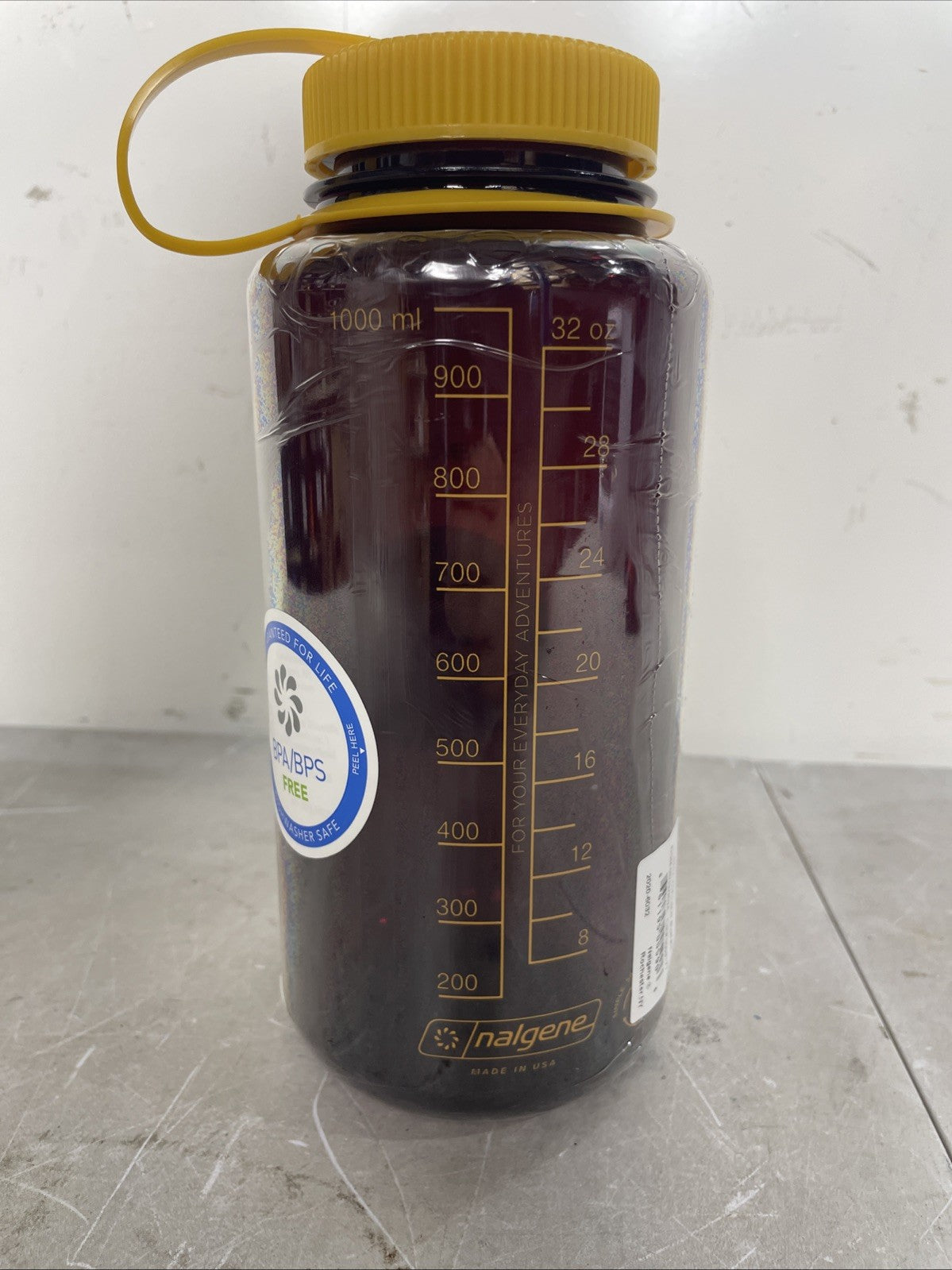 32 oz Wide Mouth Water Bottle with Golden Yellow Cap - Reusable Hydration Flask