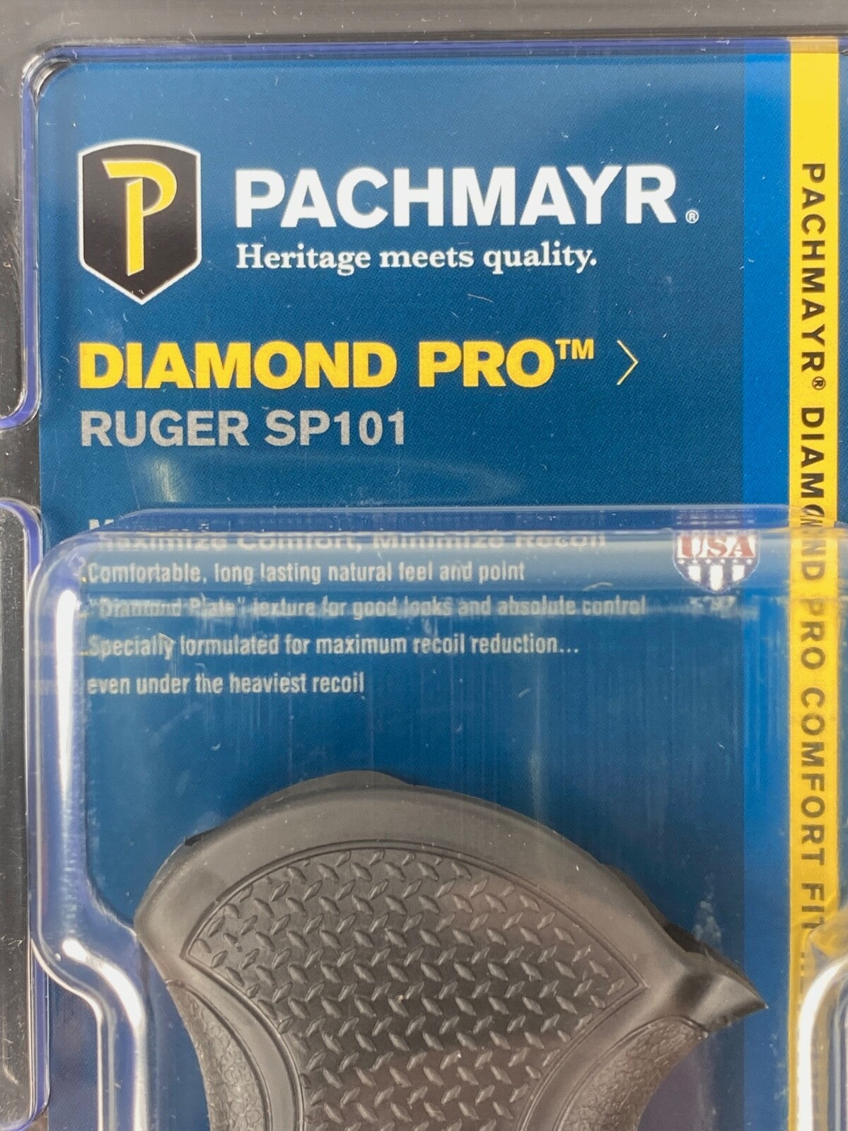 Recoil-Reducing Rubber Grip for Ruger SP101 Revolvers - Diamond Pro Series