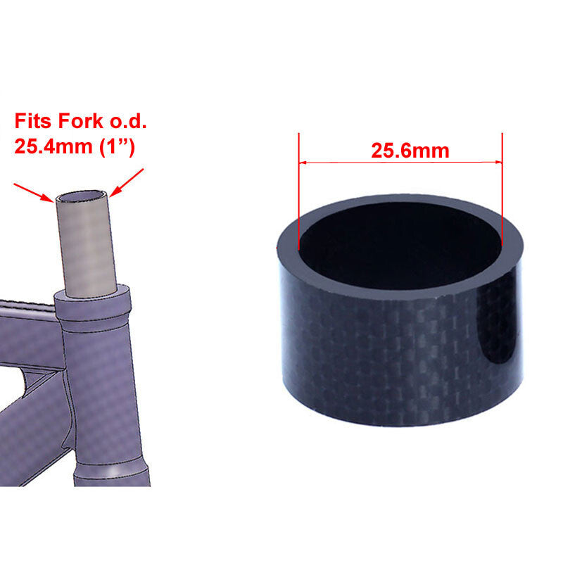 Lightweight Carbon Fiber Headset Spacers Set - 1 Inch, Matte Finish, Multiple Sizes