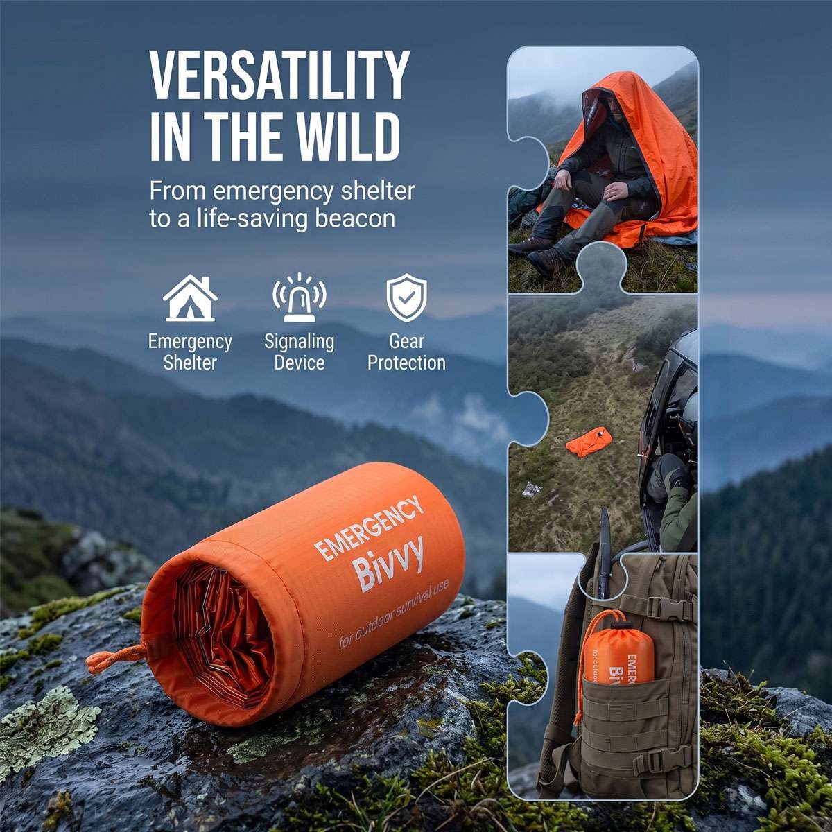 Emergency Sleeping Bag Thermal Blanket Waterproof for Outdoor Survival 36x84 in
