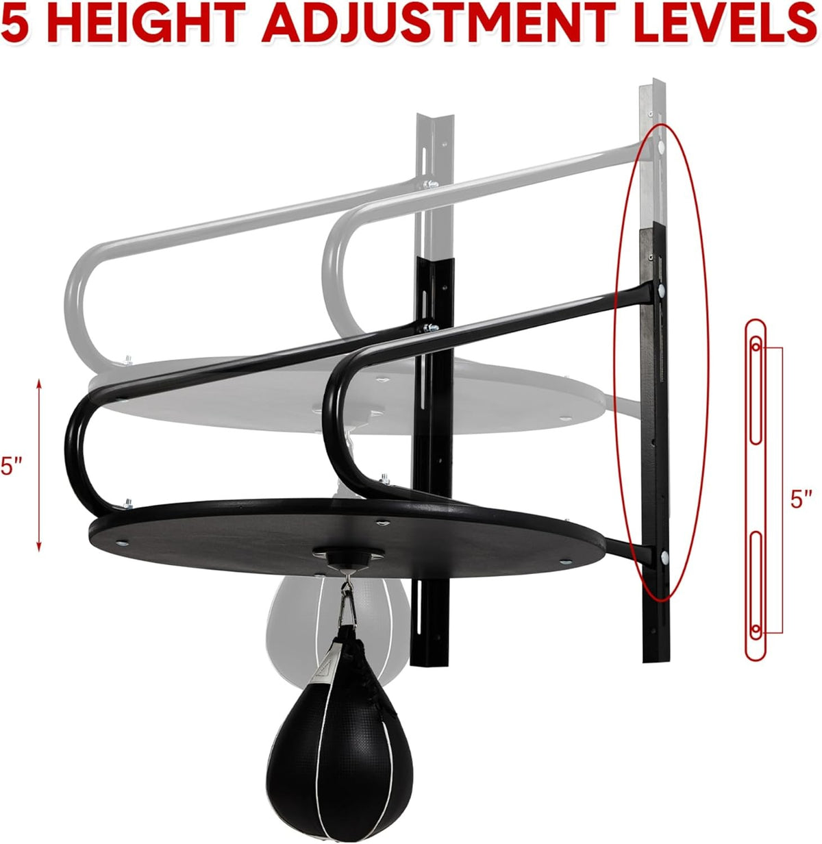 24-Inch Heavy Duty Wall Mount Speed Bag Platform with Swivel for Home Gym