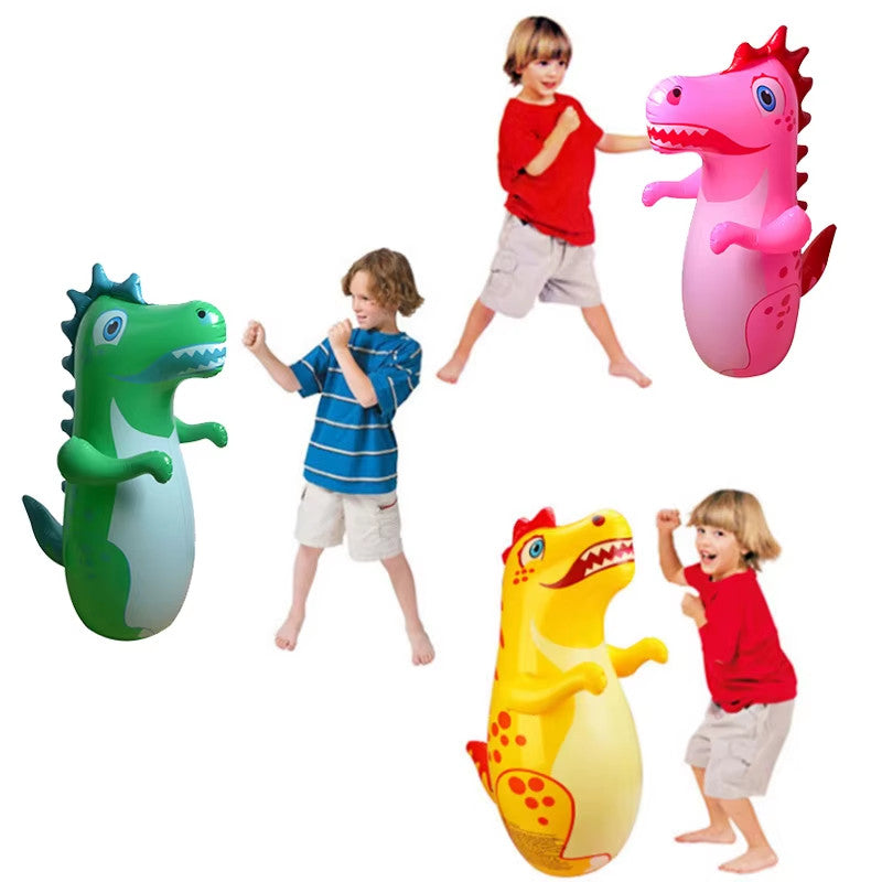 Inflatable Kids and Adults Boxing Tumbler with Dinosaur Design, Standing Punching Bag