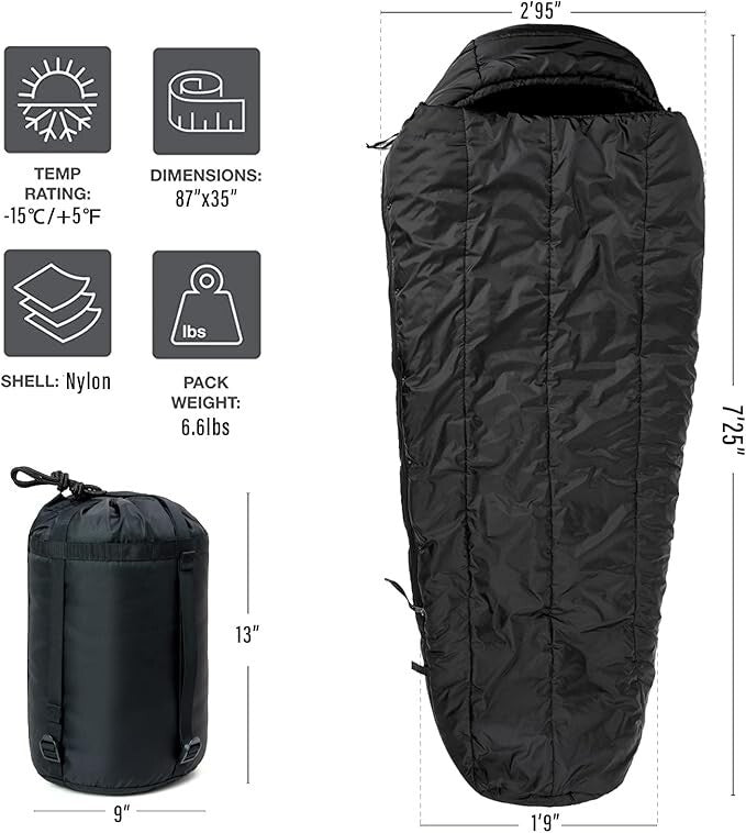 Military Cold Weather Sleeping Bag - -10°F Insulated Tactical Sleep System