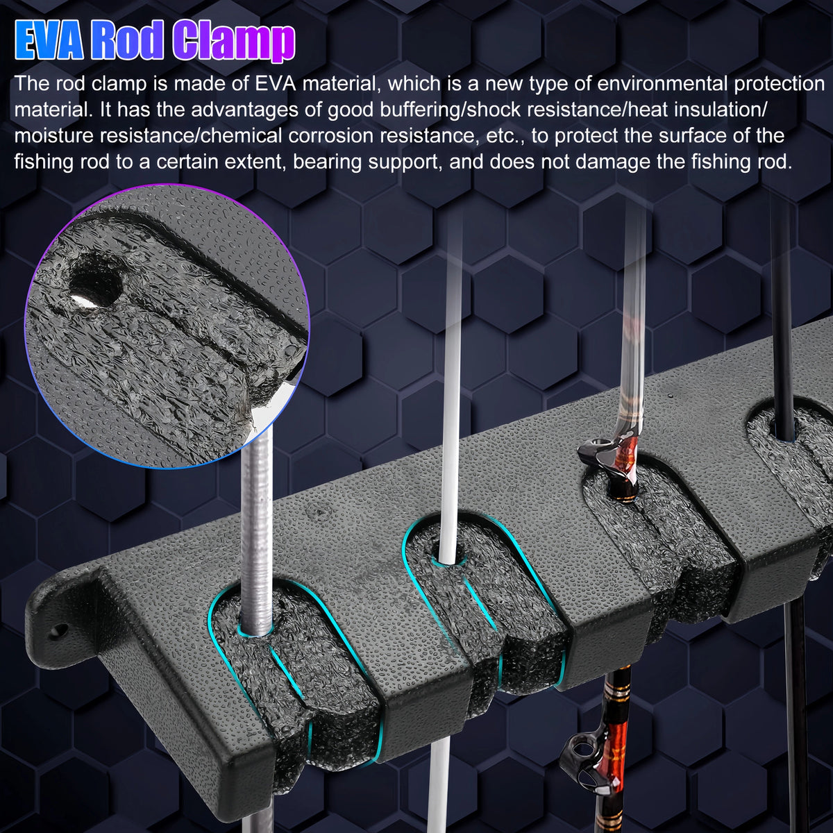 Vertical Fishing Rod Rack Wall Mount Holder for 6 Poles Storage Stand