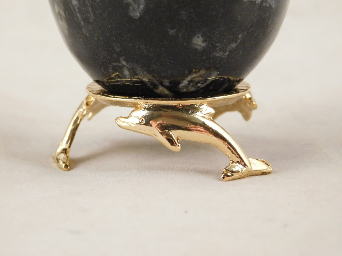 Small Gold Dolphin Sphere Display Stand for Collectibles and Decorations