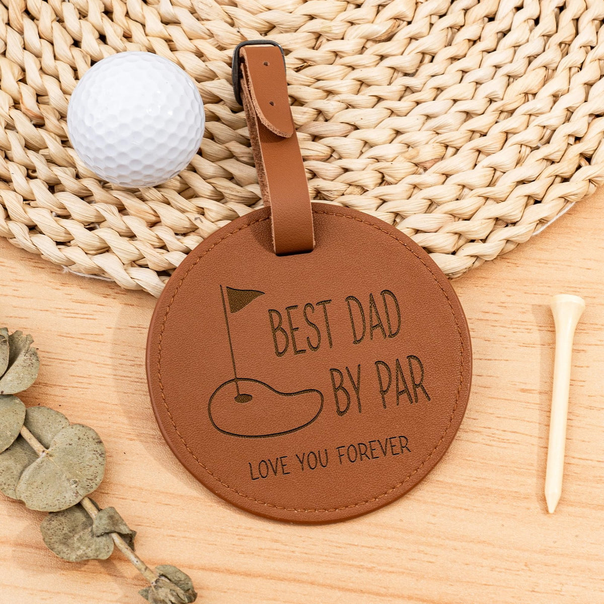 Golf Accessory Set for Fathers Day - Leather Tee Holder & Tees, Gift for Dad