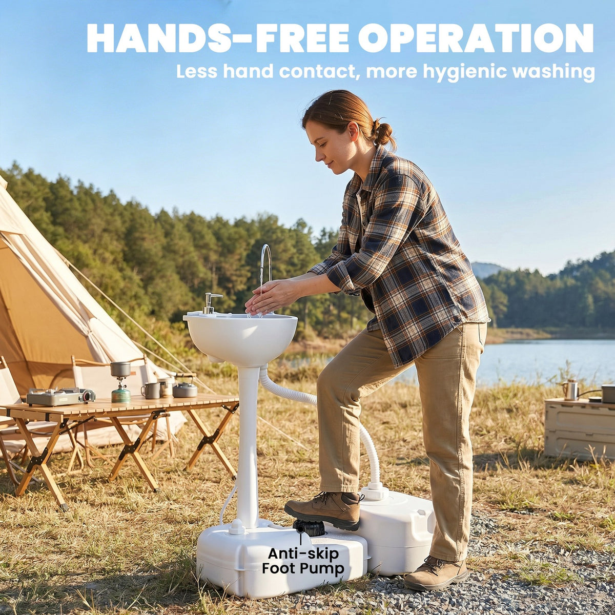 Outdoor Portable Hand Washing Sink with Soap Dispenser and Wheels