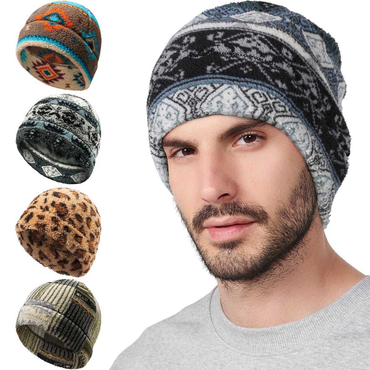 Unisex Winter Beanie Ski Cap Fleece Ear Protection Cycling Hat
