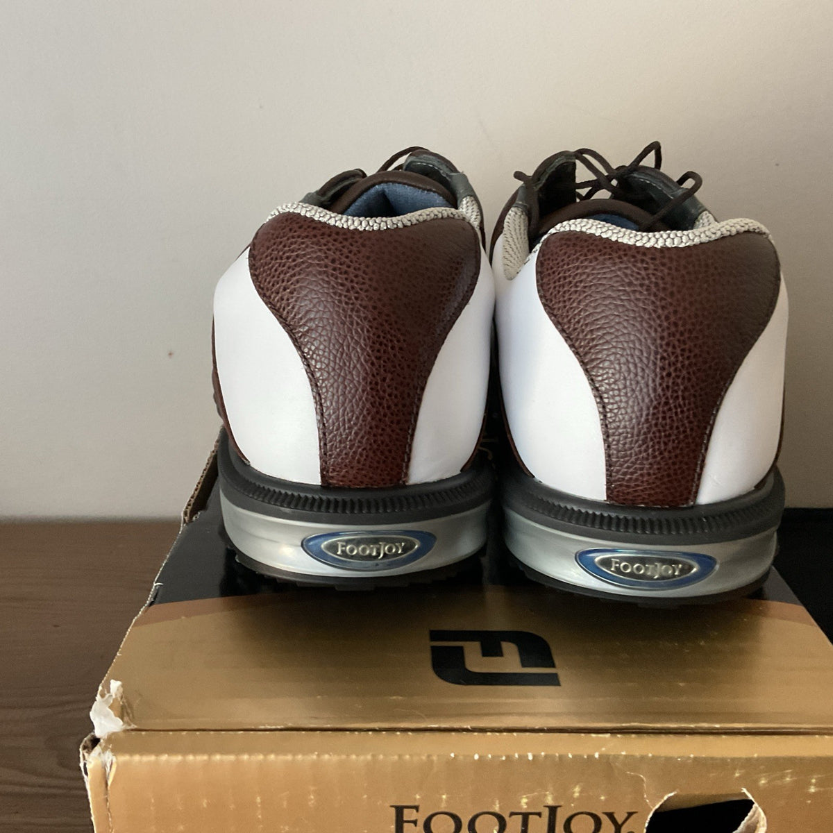 Men's Golf Shoes Spiked Dual Optiflex Brown White Size 9N - Support & Style