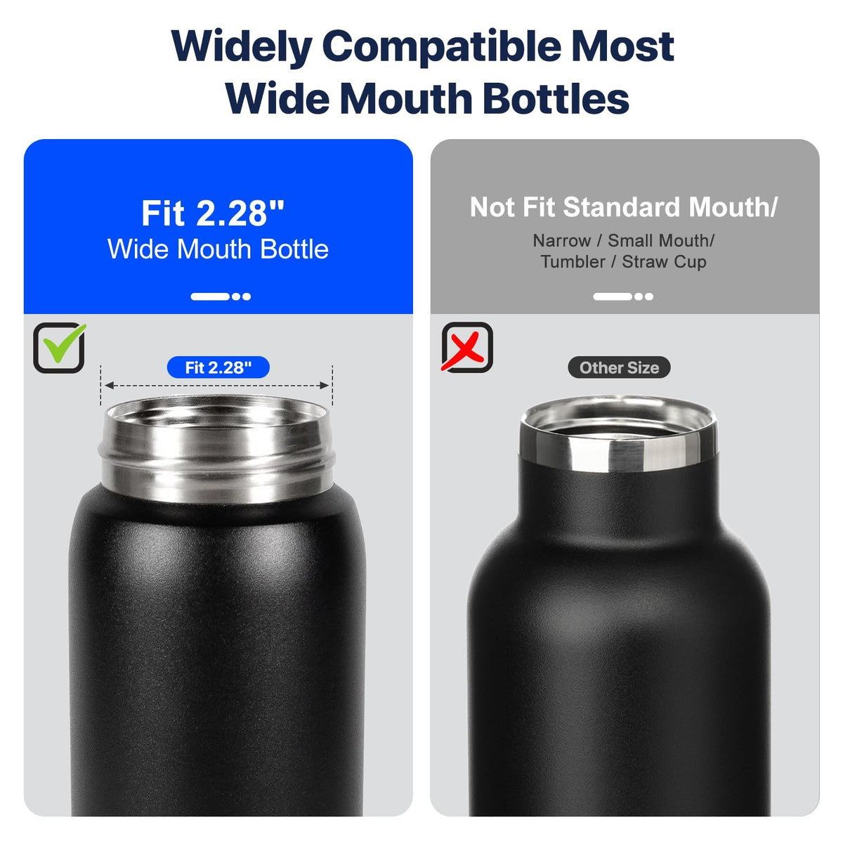 Straw & Spout Lid for Hydro Flask Wide Mouth Water Bottles - 3 Pack