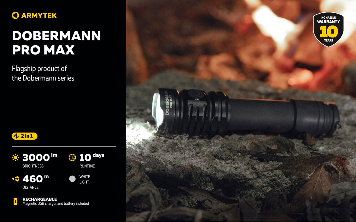 High Lumen Tactical Flashlight 3000 Lumens with Battery & Magnet Clip