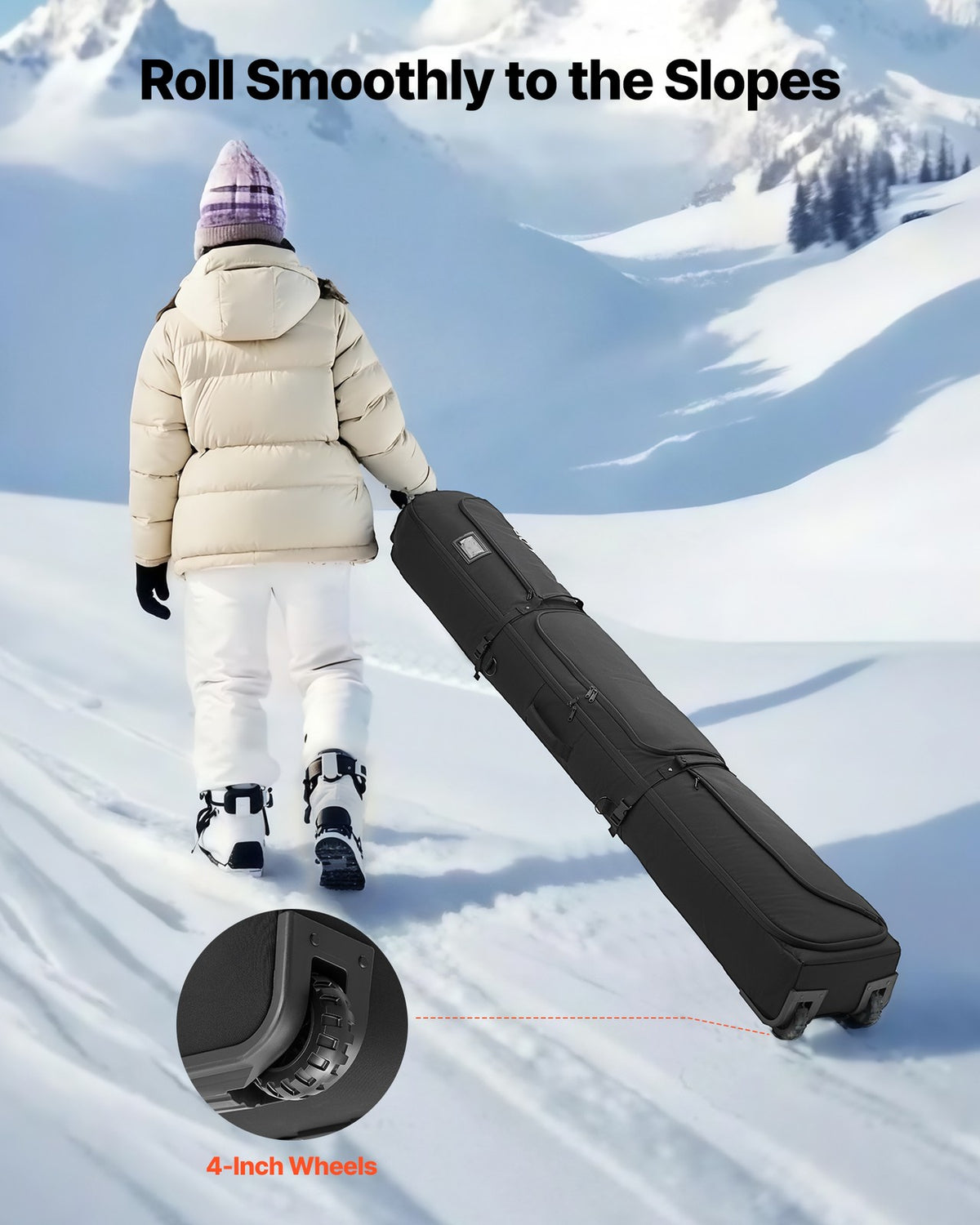 Waterproof Snowboard Bag with Wheels - Fits Up to 74.8 in Ski Gear