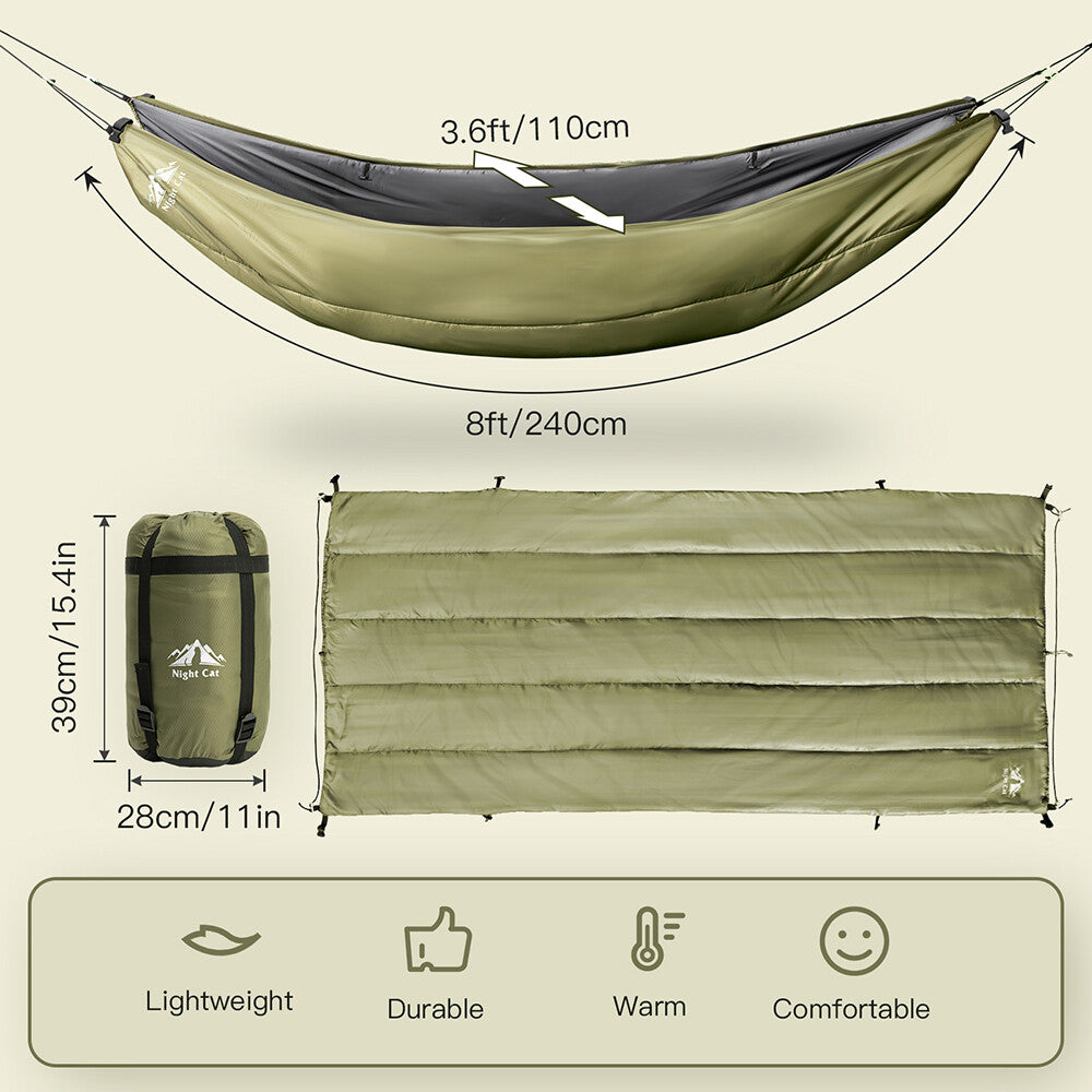 4-Season Insulated Hammock Underquilt for Camping & Backpacking