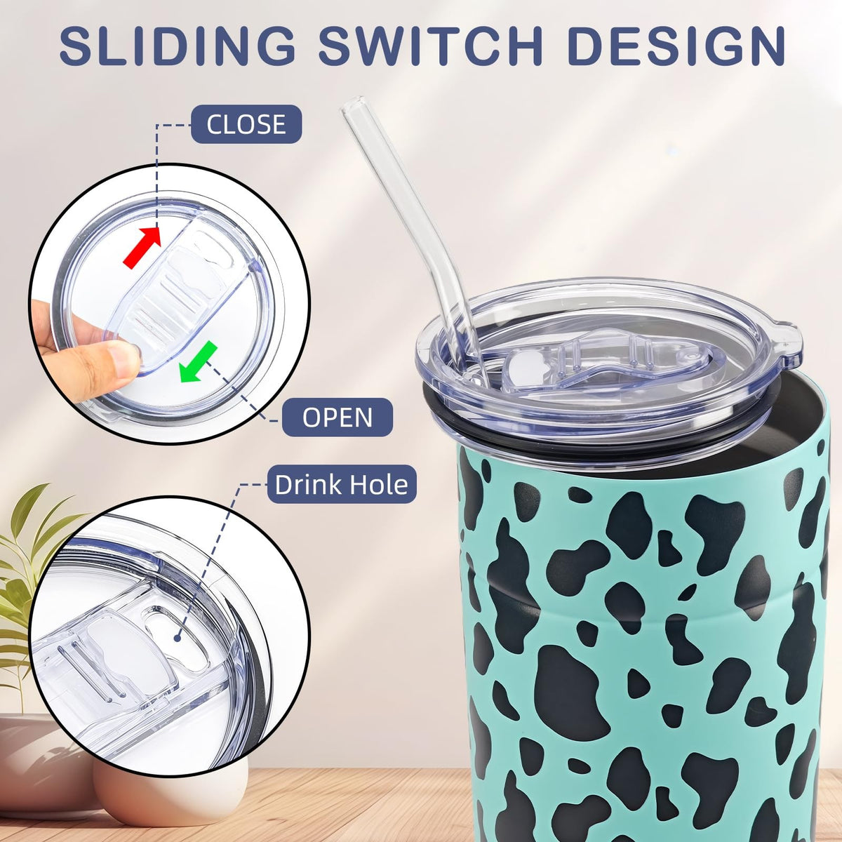 40 oz Tumbler Replacement Lid with Slider Leak-Proof Cover - Clear BPA-Free Plastic
