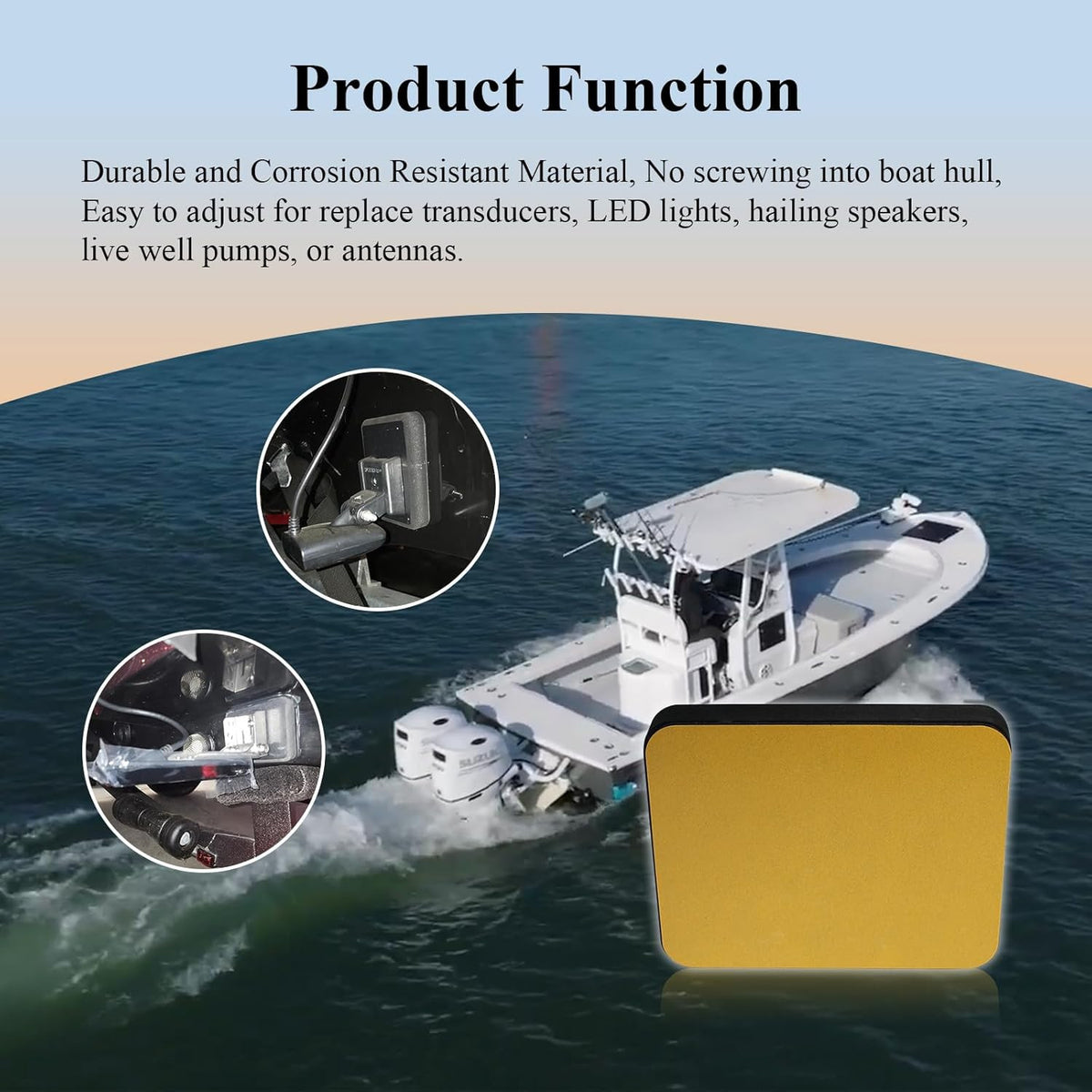 Screwless Transducer Mounting Kit - Standard Size, Marine-Grade, Black