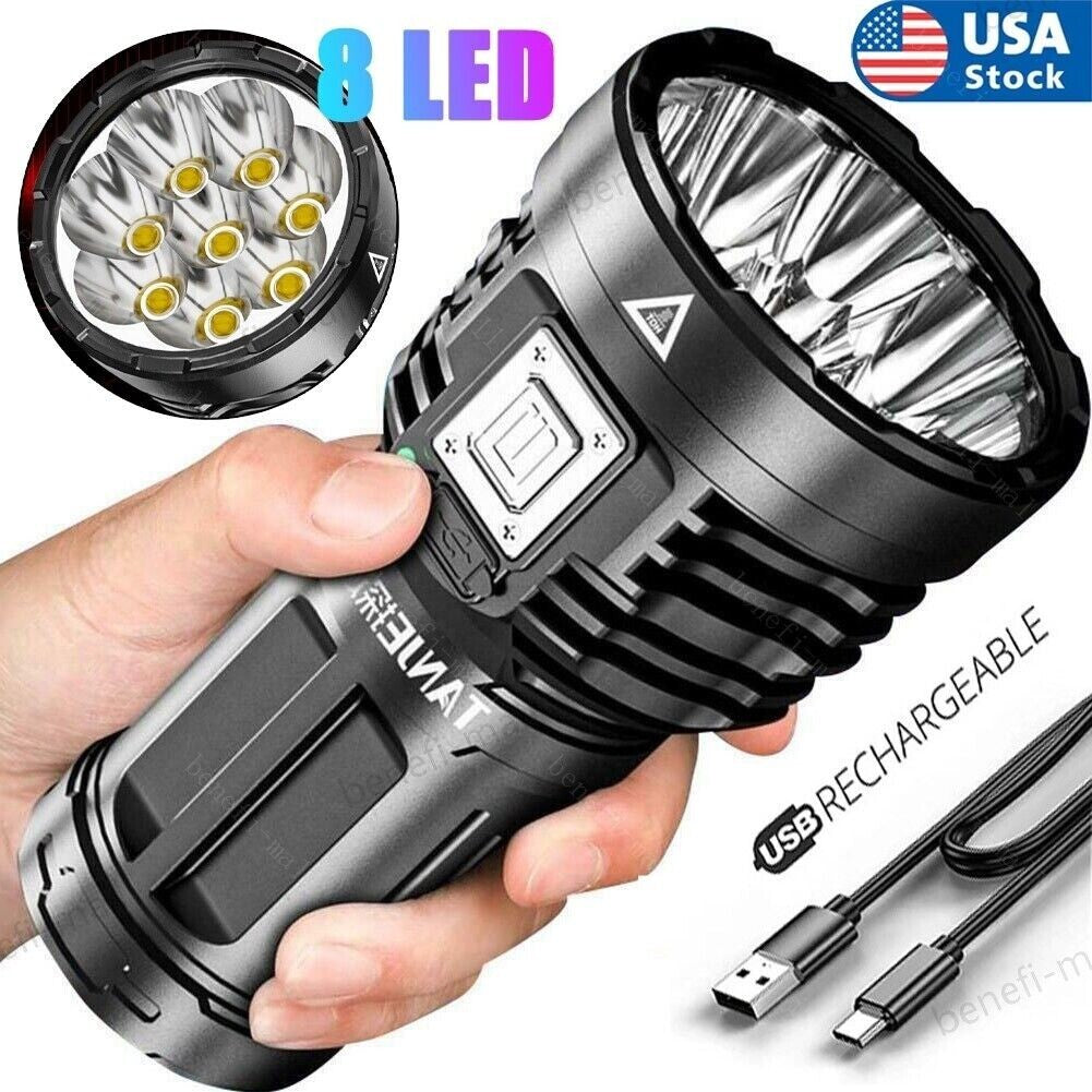 High Brightness Rechargeable LED Torch with 8 LEDs and COB Floodlight