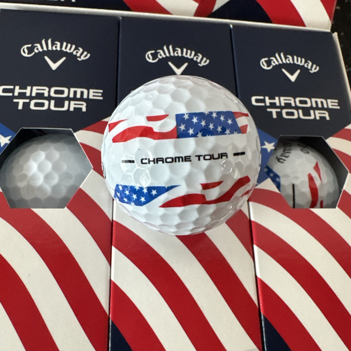 Callaway Chrome Tour 360 Stripe USA Golf Balls - 1 Dozen New