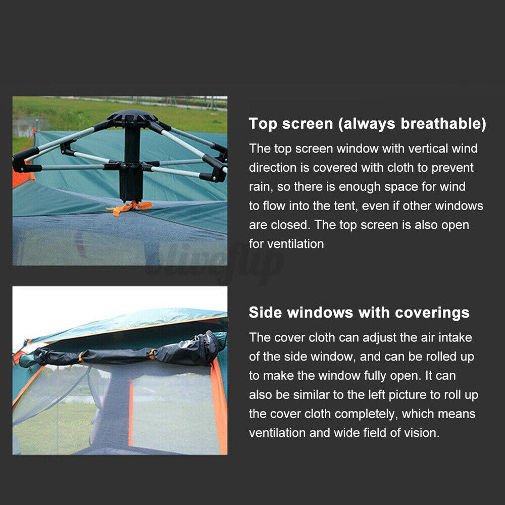 Water-Resistant Family Pop-Up Camping Tent for 3-5 People