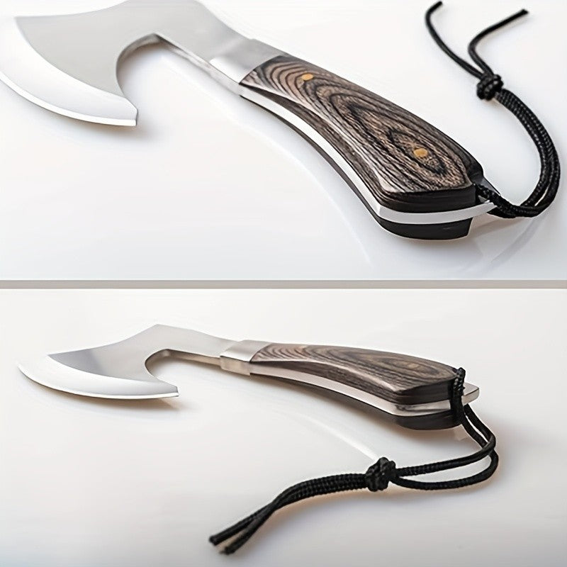 420J2 Steel Camping Axe with Non-Slip Sandalwood Handle and Fireproof Body