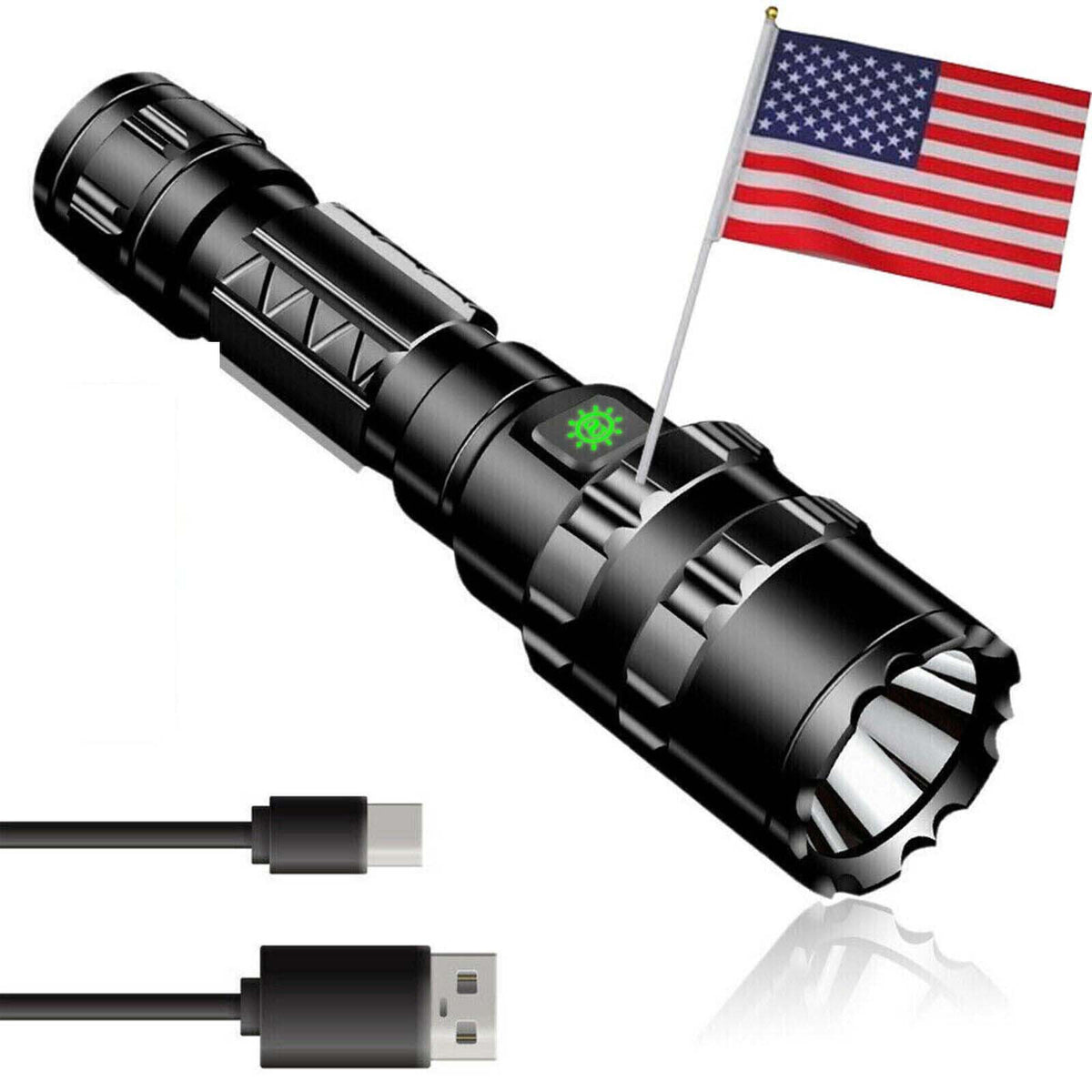Super Bright Rechargeable Tactical LED Flashlight with 5 Modes Waterproof Portable Torch