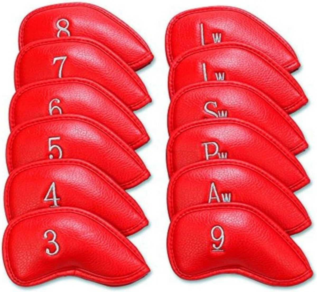 Golf Iron Head Covers 12 Pack Set - Universal Durable PU Club Protectors