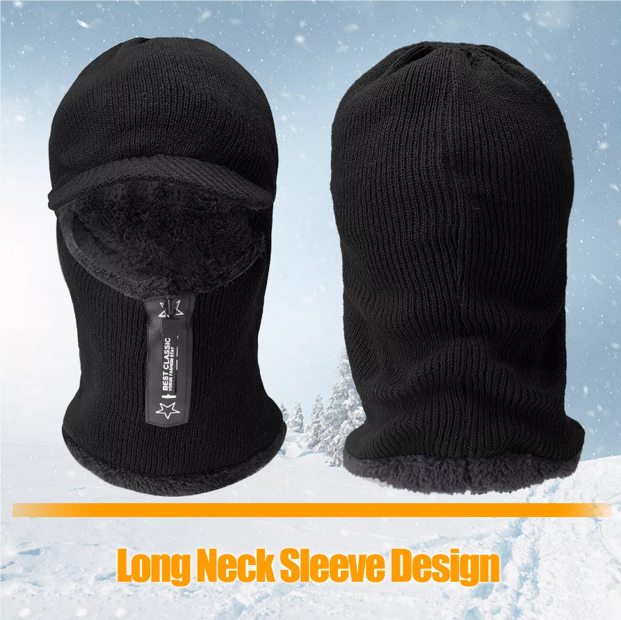 Winter Full Face Ski Mask Balaclava Windproof Fleece Neck Warmer - Black