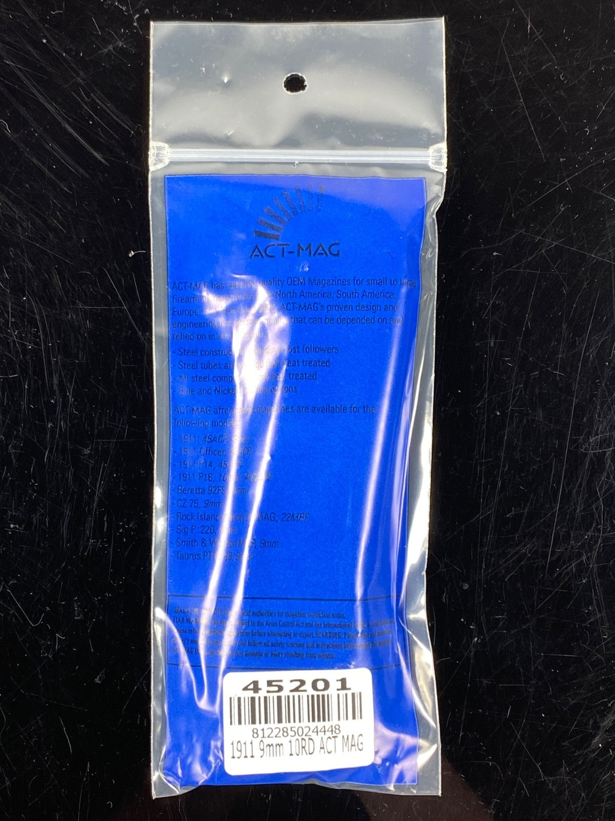 9mm 1911 A1 Magazine Pack - 10-Round Blued Steel Magazines for Full-Size Pistols