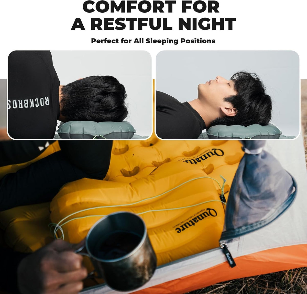 Lightweight Inflatable Camping Pillow with Neck Support - Compact & Waterproof