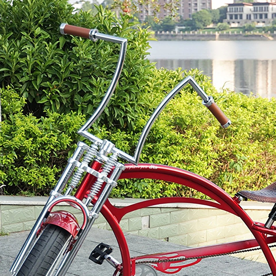 15-Inch High Rise Handlebar for Cruiser Bikes 7/8" Clamp Chrome Steel