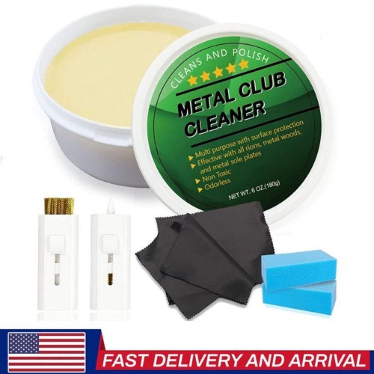Golf Club Cleaner Kit for Drivers and Irons - Groove Brush Polish & Groove Cleaner