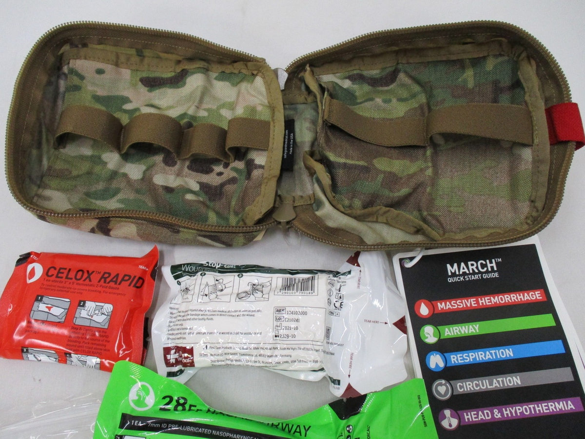 Military First Aid Kit with Trauma Supplies Tactical Bag Multicam