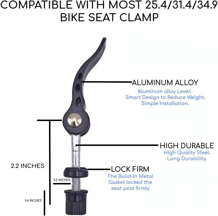 Bike Seat Post Quick Release Clamp - Aluminum Bicycle Saddle Mount