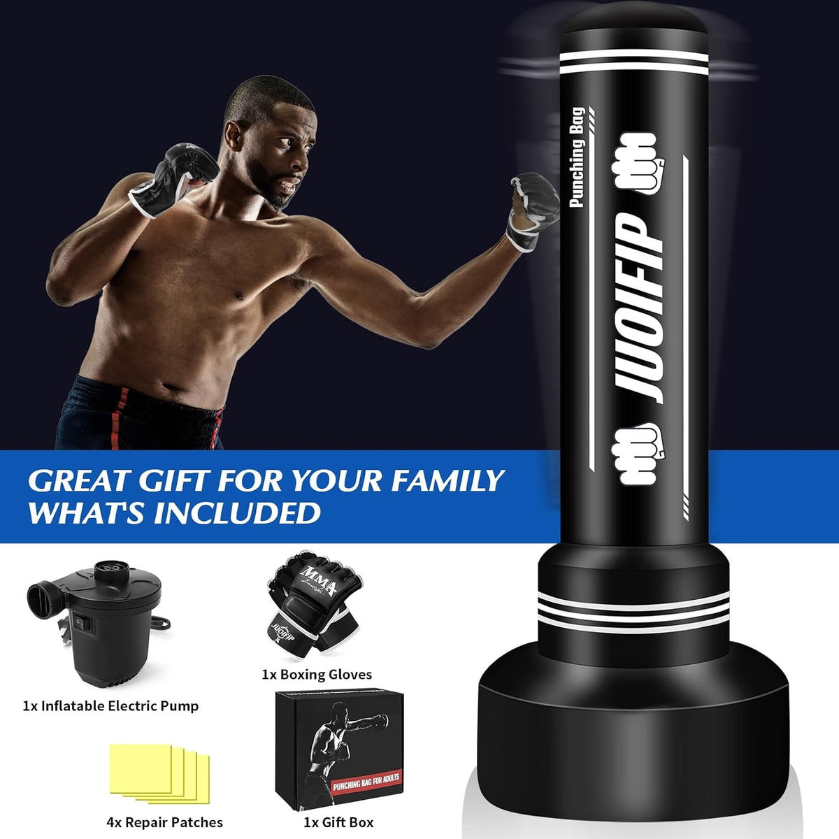 Freestanding Heavy Punching Bag Set with Gloves and Pump for Boxing & MMA