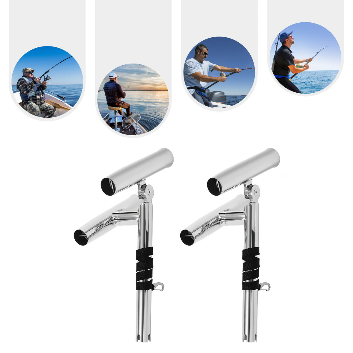 Adjustable Double Angle Stainless Steel Fishing Rod Holder for Boat Outrigger